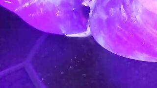 Masturbates covered in uv paint with glow in the dark, major creaming