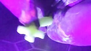 Masturbates covered in uv paint with glow in the dark, major creaming