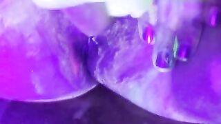 Masturbates covered in uv paint with glow in the dark, major creaming