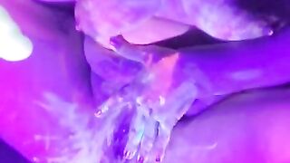 Masturbates covered in uv paint with glow in the dark, major creaming