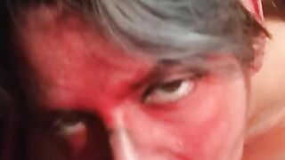 Demon babe gets a facial