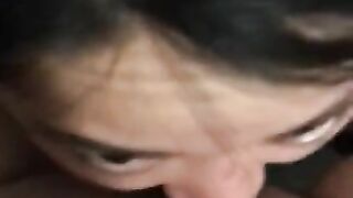 Asian blowjob on her big white cock