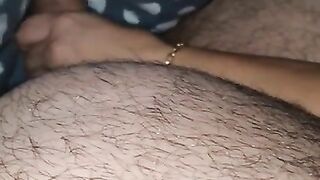 Step mom hand slip under blanket touching step son cock
