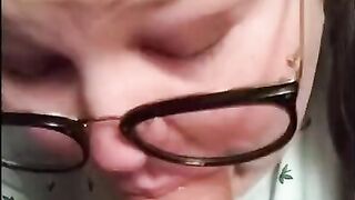 Nerdy Neighbor has huge cock and I let him cum in my mouth BBW blowjob