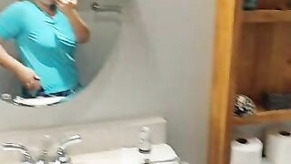 Red head puts tiny cage on cock