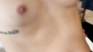 Small tityfuck and cum on legging