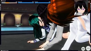 3D HENTAI ORGY three beauties cum with you