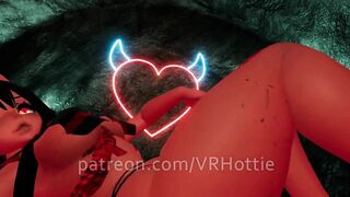 Sexy Red Devil Succubus Rides In POV Lap Dance in Sex Dungeon