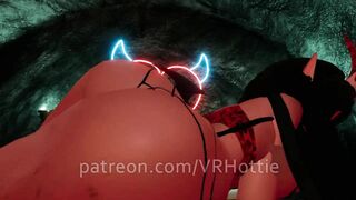 Sexy Red Devil Succubus Rides In POV Lap Dance in Sex Dungeon