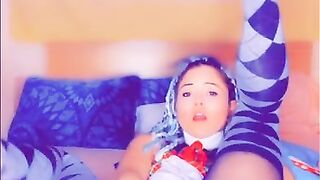 Sexy School girl loves dick cums all over dildo