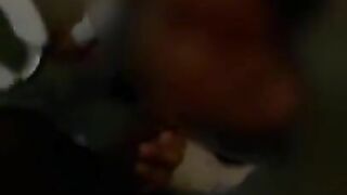 SchoolGirl likes older dick blowjob in public bathroom