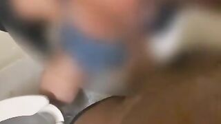 SchoolGirl likes older dick blowjob in public bathroom