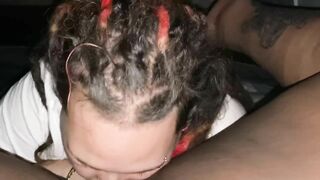 White stud with dreads eating and fingering Ebony BBW inside of tent