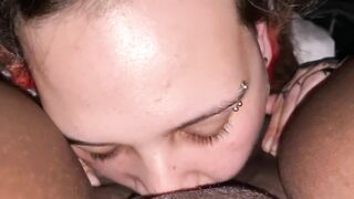 White stud with dreads eating and fingering Ebony BBW inside of tent