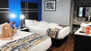 Wife Bonnie milf hot wife exbition public exposes and flashes exposed pussy and tits to guys passing out motel window!