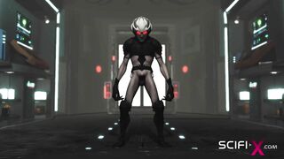 Hot sex in the sci-fi lab. A sexy girl gets fucked by an android monster