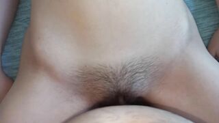 Crempie in stepsister's hairy pussy