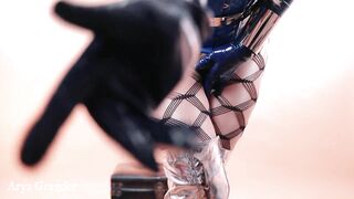 ASMR Video Fetish 4k - beautiful curvy girl in corset and shiny pantyhose