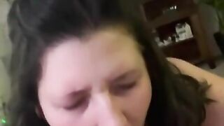 cute brunette gets a mouthful