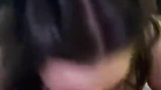 cute brunette gets a mouthful