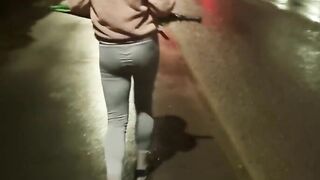 Public Horny stroll with arse flash