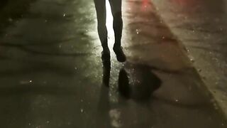 Public Horny stroll with arse flash