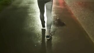 Public Horny stroll with arse flash