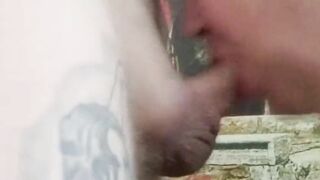 close-up sucking dick and then fucking doggy style in pussy and taking cum