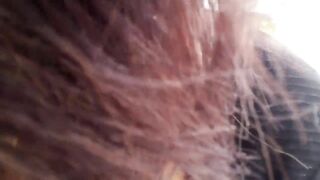 The milf neighbor on her terrace wearing latex clothes