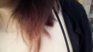 The milf neighbor on her terrace wearing latex clothes