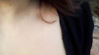 The milf neighbor on her terrace wearing latex clothes