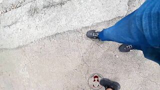 Showing her ass on the street and at Walmart