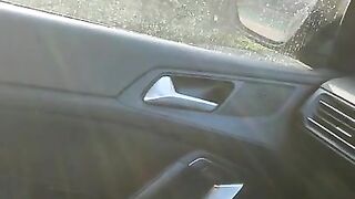 Step mom get fucked in the car in front of Amazon warehouse by step son