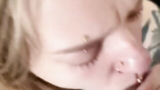 Girl with tattoo deapthroat