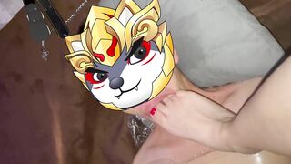 her feet into my throat , trample penis with barefeet