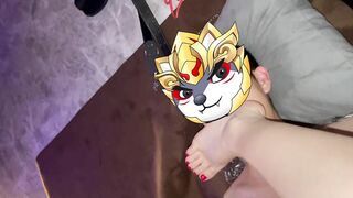 her feet into my throat , trample penis with barefeet