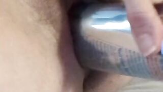 Fucking a huge RedBull can