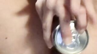 Fucking a huge RedBull can