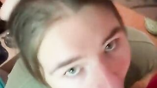 Barely legal BBW gags on my fat cock while camping