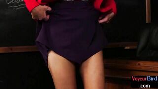 Voyeur CFNM college slut watching guy jerking on her