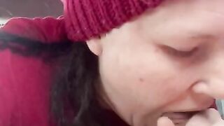 wife sucking strangers cock in wal mart parking lot till she got a mouth full