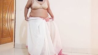 Tamil 69y Old Hot Stranger Aunty Wear White Color Saree While Go to School For Teaching Then a 18+ Guy Came & fuck Her
