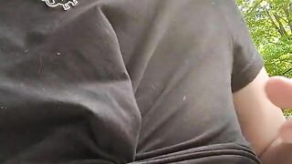 Walking topless through public trail