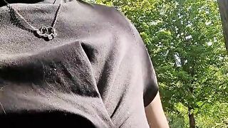 Walking topless through public trail