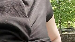 Walking topless through public trail