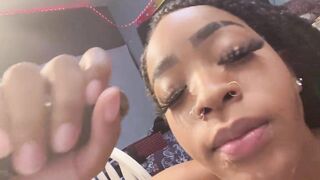 Dildo Blowjob by Black Babe