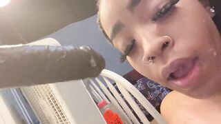 Dildo Blowjob by Black Babe