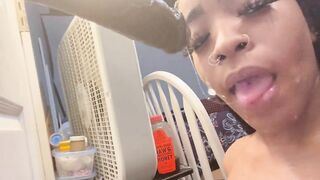 Dildo Blowjob by Black Babe