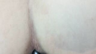 Horny french milf wife takes my cock with buttplug in her tight asshole. Double penetration pov close up.