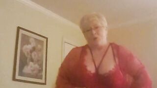 Horny Sexy Granny Gilf Showing Off Her Big Boobs And Fat Pussy While Dancing